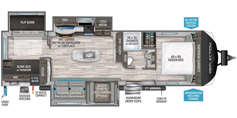 2021 Grand Design Reflection 312BHTS - Floor plan