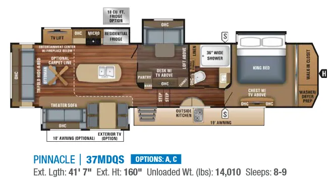 Jayco Pinnacle 37MDQS floor plan