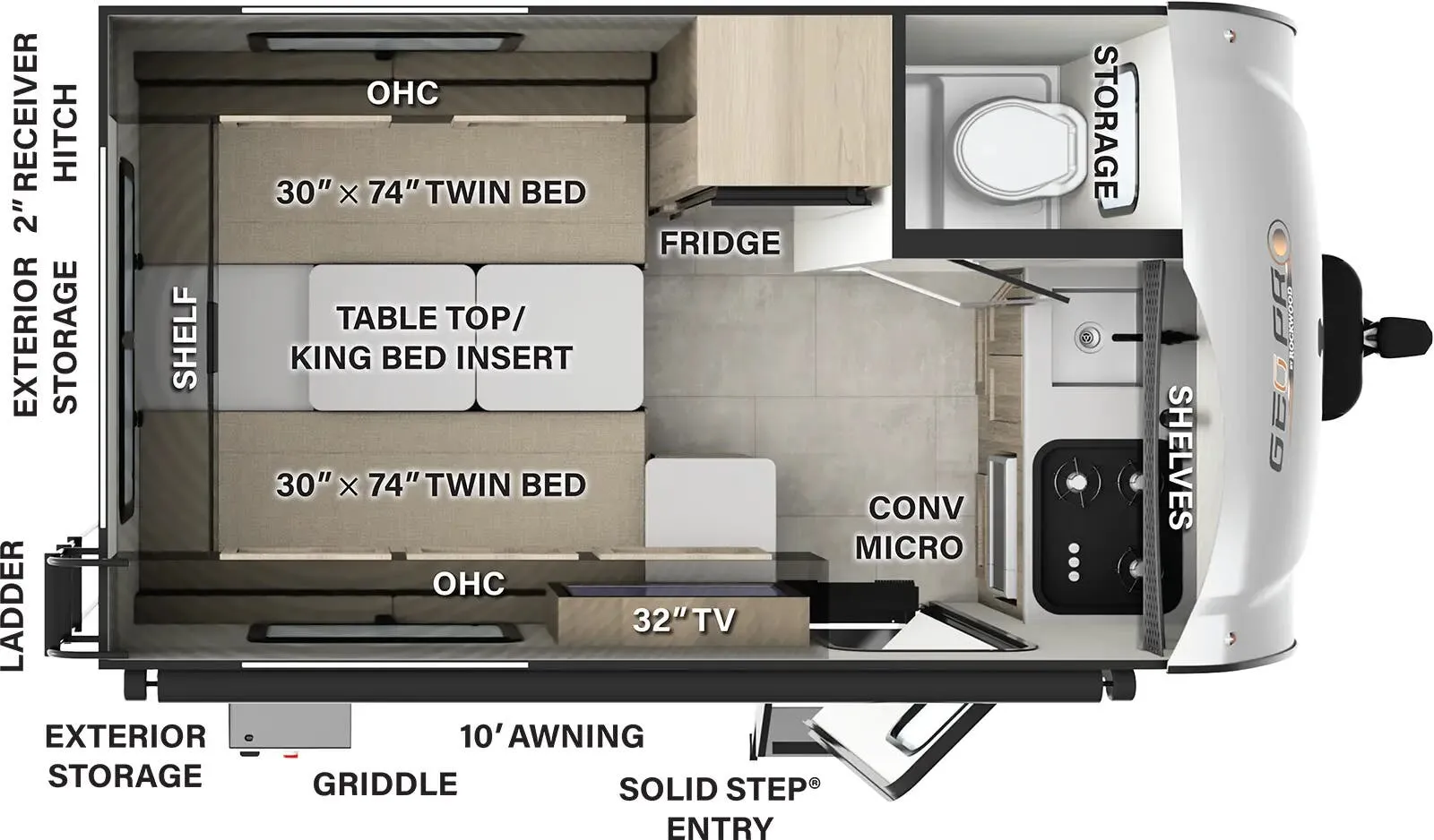 Forest River Rockwood Geo Pro G15TB floor plan