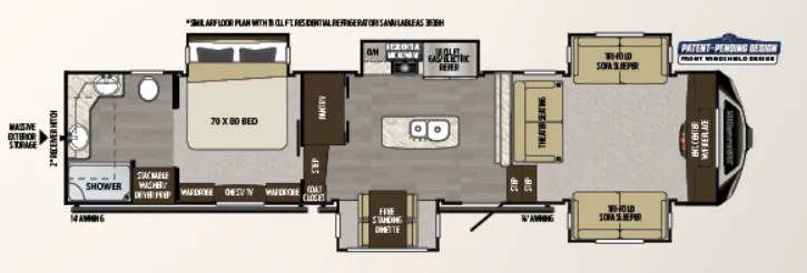 Keystone Avalanche 383FL floor plan