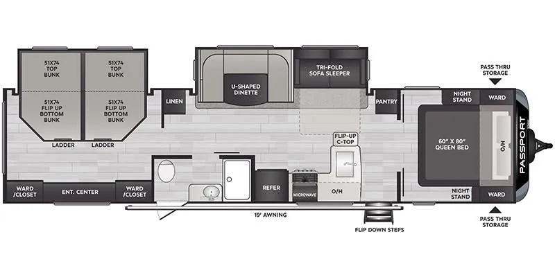 Keystone Passport Grand Touring 3401QD GT floor plan