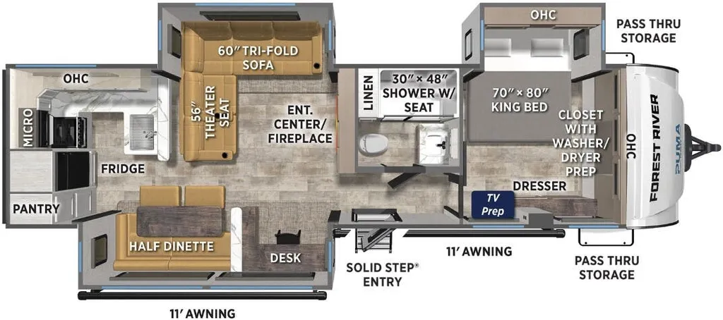 2026 Forest River Puma Tracks 3070RKLS floor plan