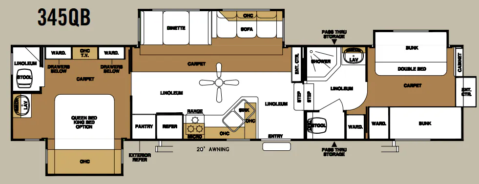 Forest River Sandpiper 345QB floor plan