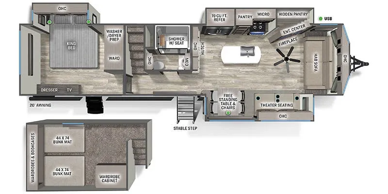 Forest River Sandpiper Destination 399LOFT floor plan