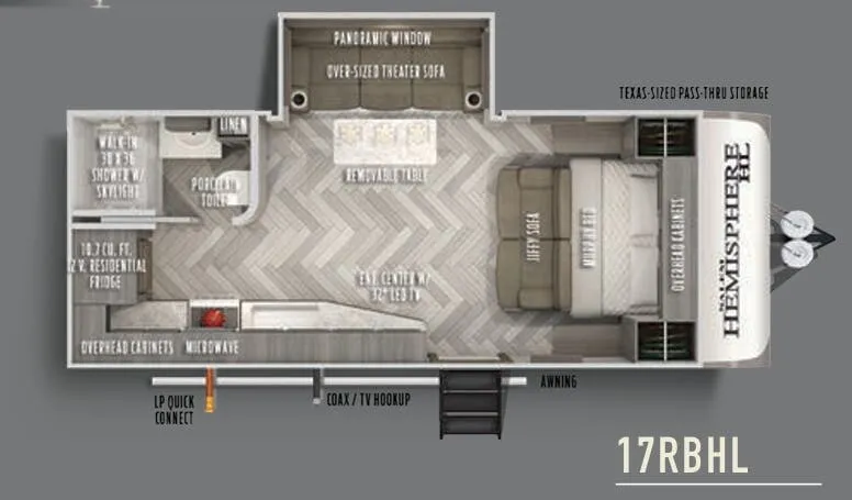 Forest River Salem Hemisphere Hyper-Lyte 17RBHL floor plan