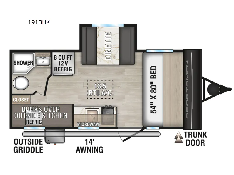 2026 K-Z Sportsmen Classic 191BHK - Floor plan