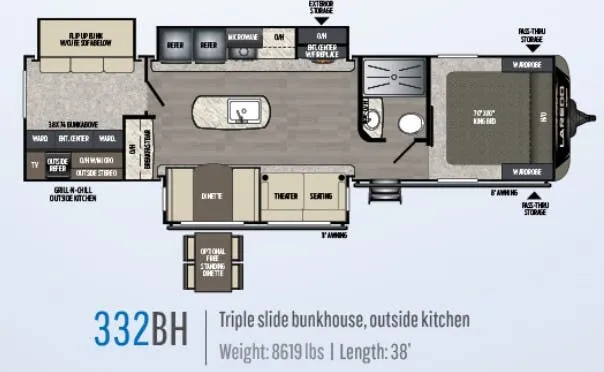 Keystone Laredo 332BH floor plan