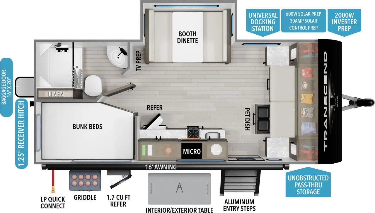 2025 Grand Design Transcend One 161BH - Floor plan
