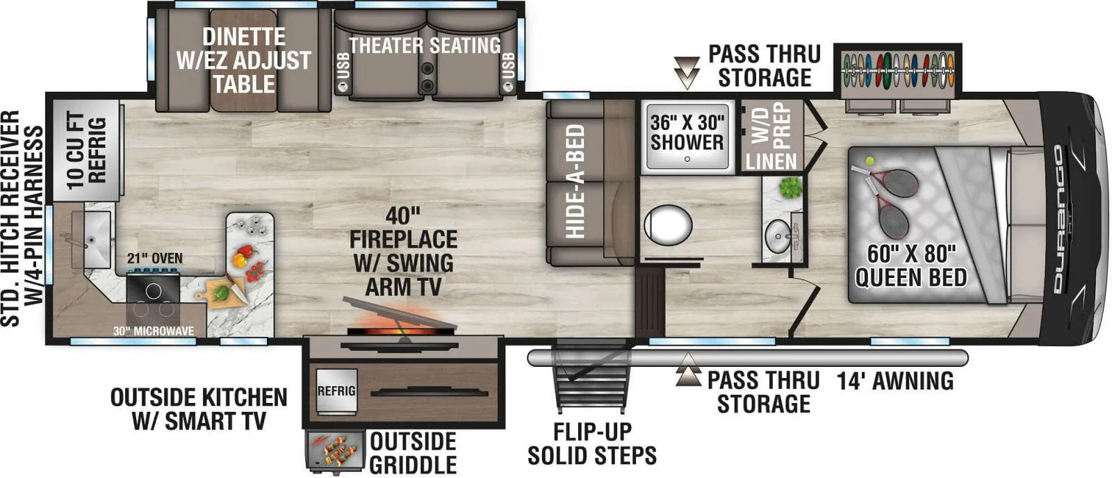K-Z Durango Half-Ton D256RKT floor plan