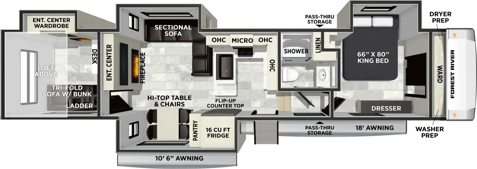 Forest River Cardinal 38DEN floor plan