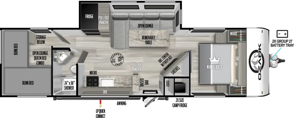 2026 Forest River Ozark 2890BHK floor plan