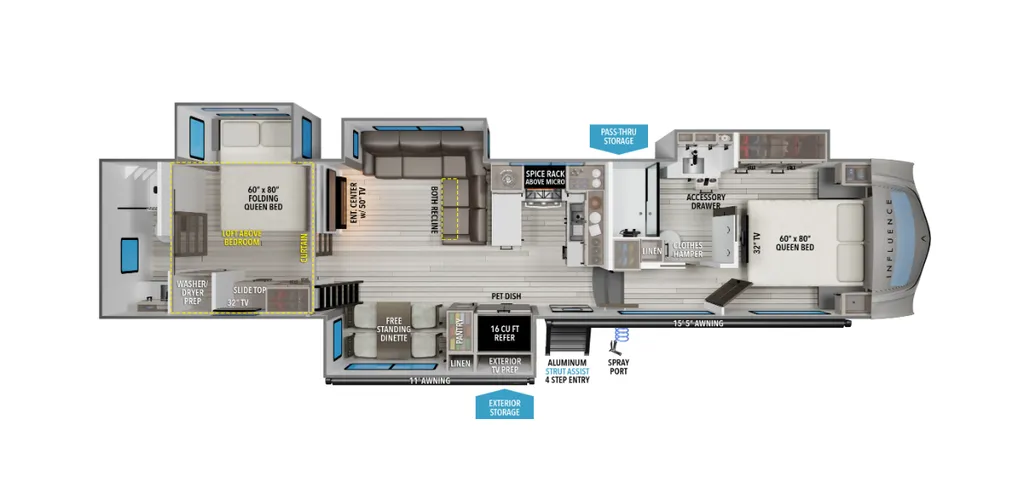 2026 Grand Design Influence 3804DS floor plan