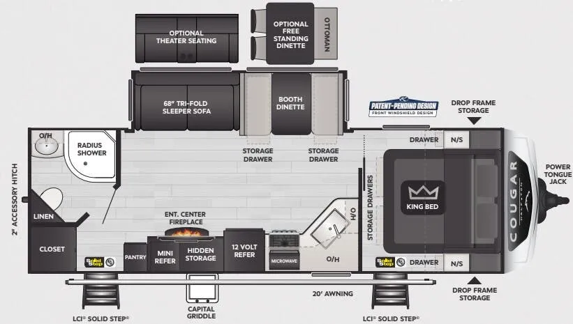2025 Keystone Cougar Half-Ton 26RBSWE - Floor plan