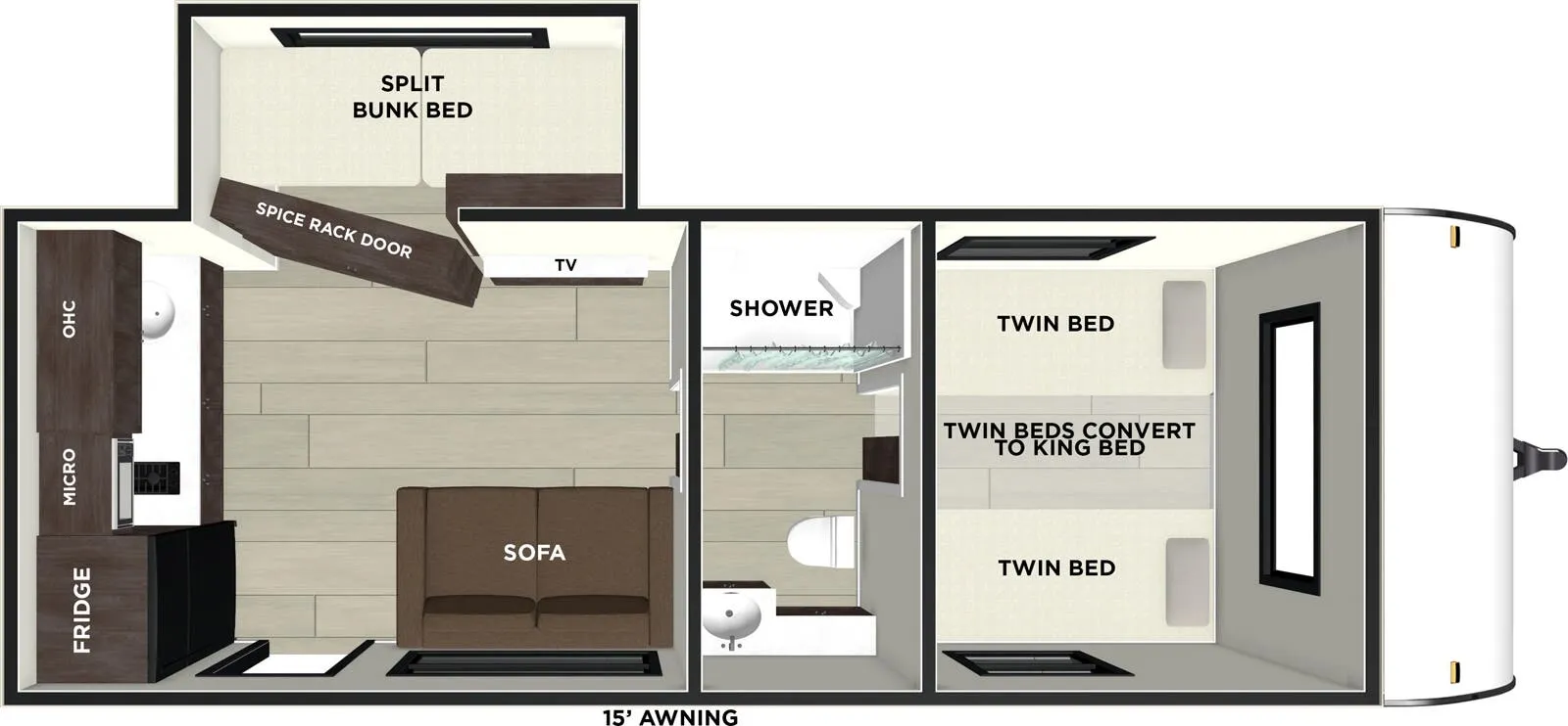 Forest River EVO Single 165VW floor plan