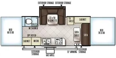 Forest River Rockwood High Wall HW296 floor plan