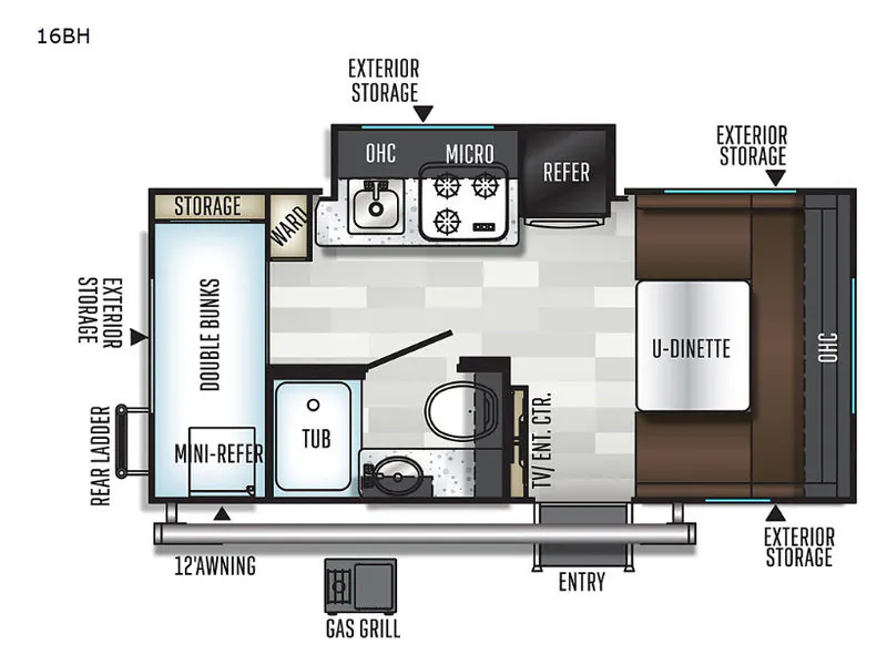 2019 Forest River RV Flagstaff E-Pro 16BH - Floor plan