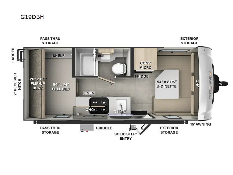 2025 Forest River Rockwood Geo Pro G19DBH - Floor plan