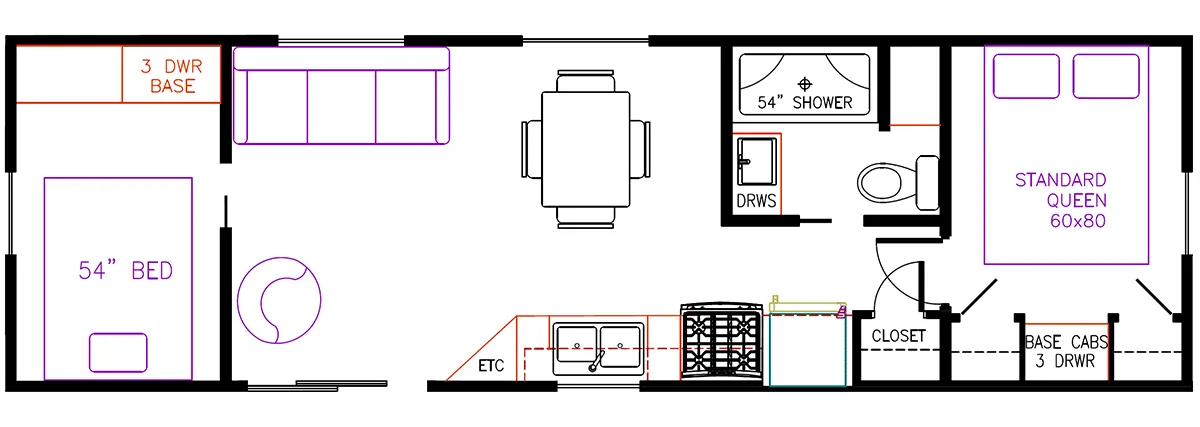 Elevation Park Model Company 3 Series 3-122 floor plan