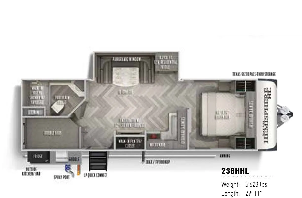 Forest River Salem Hemisphere Hyper-Lyte 23BHHL floor plan