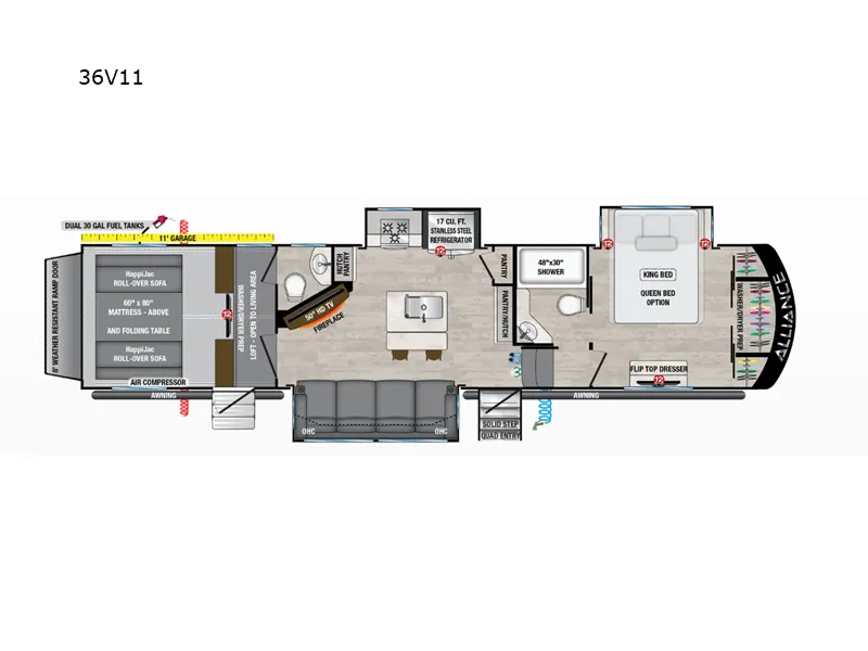 2024 Alliance RV Valor 36V11 floor plan
