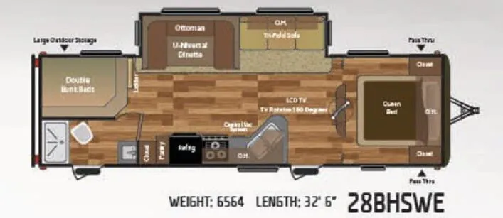 Keystone Hideout 28BHSWE floor plan