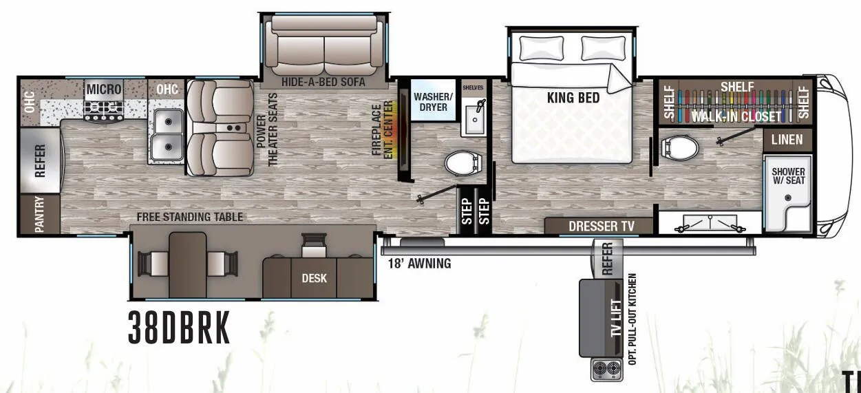 Forest River Cedar Creek Hathaway Edition 38DBRK floor plan