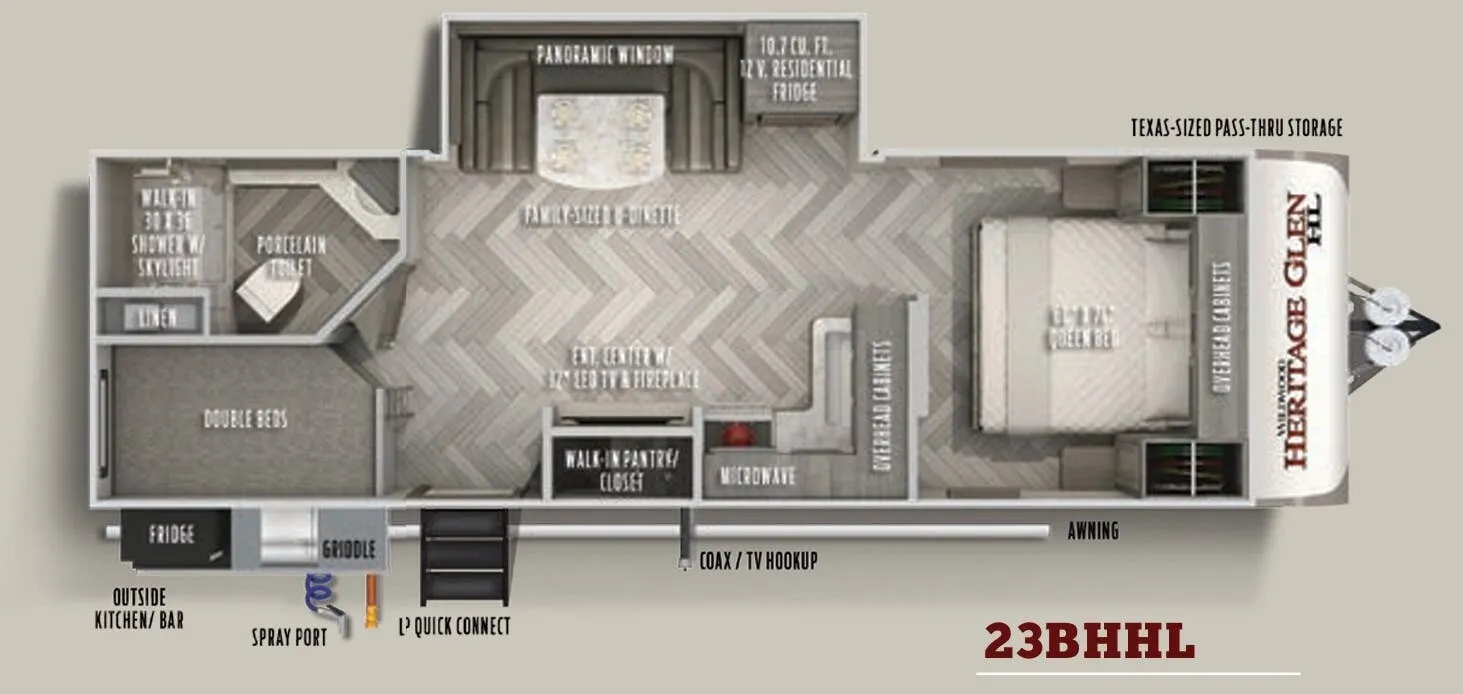 Forest River Wildwood Heritage Glen Hyper-Lyte 23BHHL floor plan
