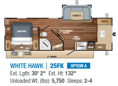 Jayco White Hawk 25FK floor plan