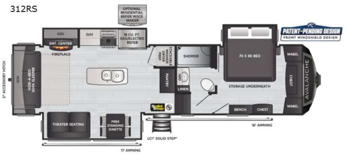 Keystone Alpine Avalanche Edition 312RS floor plan