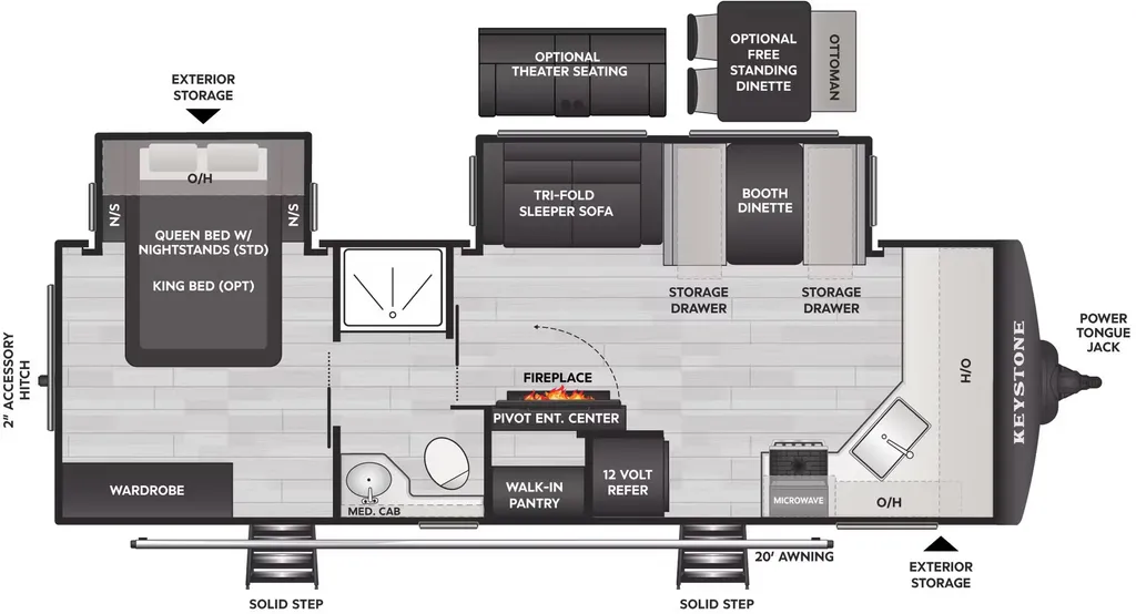 2026 Keystone Cougar Half-Ton 25FKD floor plan