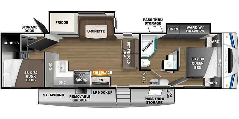 2022 Forest River Wildcat 302BH floor plan