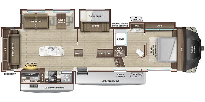 Highland Ridge Roamer 354MBH floor plan