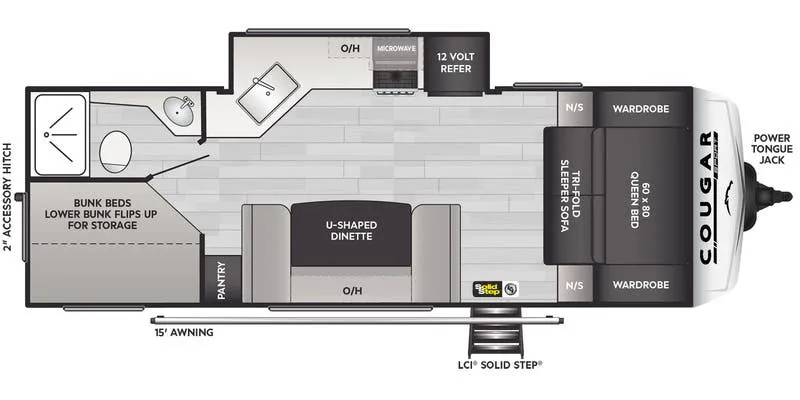 Keystone Cougar Half-Ton West 2300BHWE floor plan