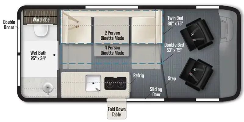 2025 Winnebago Solis Pocket 36B - Floor plan