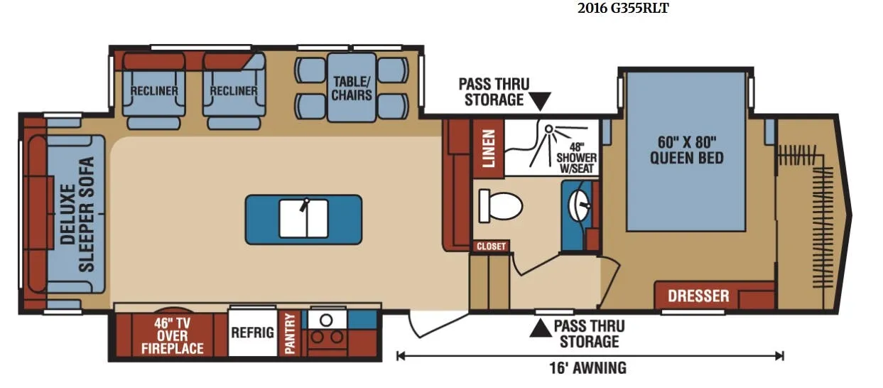 K-Z Durango Gold G355RLT floor plan