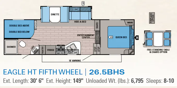 Jayco Eagle HT 265BHS floor plan