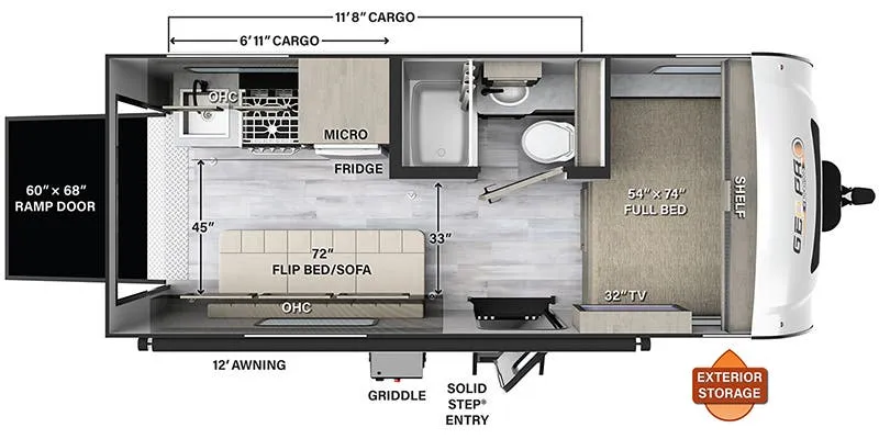 Forest River Rockwood Geo Pro G19FBTH floor plan