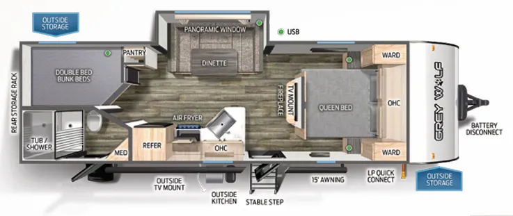 Forest River Cherokee Grey Wolf 23DBH floor plan