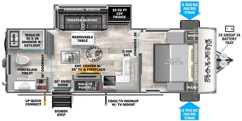 2024 Forest River Wildwood Heritage Glen Hyper-Lyte 22RBHL - Floor plan