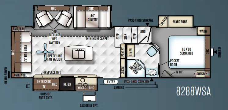 Forest River Rockwood Signature Ultra Lite 8288WSA floor plan