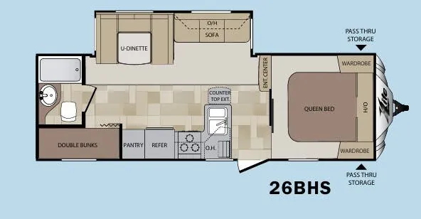 Keystone Cougar XLite 26BHS floor plan