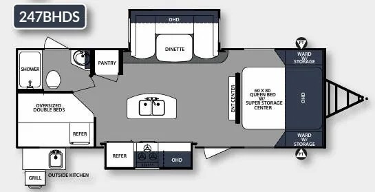 2016 Forest River Surveyor 247BHDS floor plan