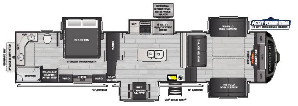 Keystone Avalanche 382FL floor plan