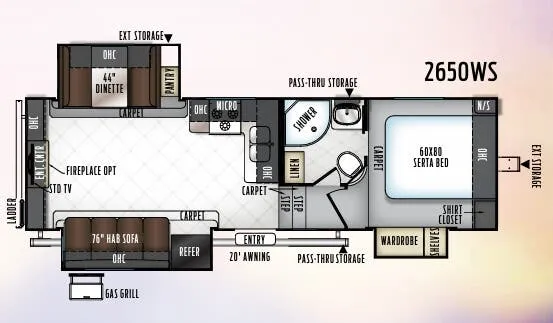 Forest River Rockwood Ultra Lite 2650WS floor plan