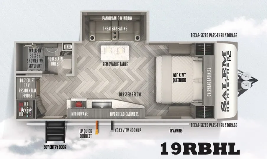 2022 Forest River Salem Hemisphere Hyper-Lyte 19RBHL - Floor plan