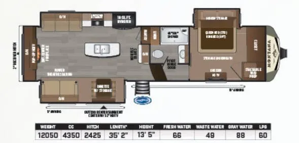Keystone Montana 3130RE floor plan