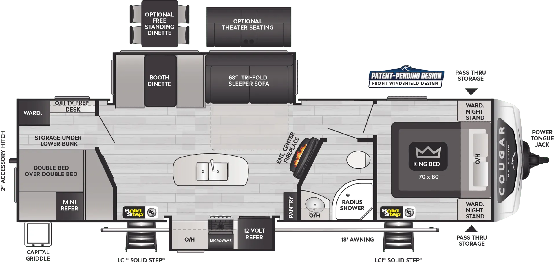 Keystone Cougar Half-Ton 31BHKWE floor plan