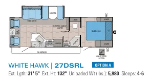 2017 Jayco White Hawk 27DSRL - Floor plan