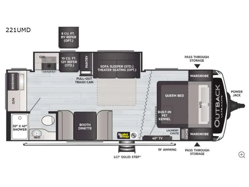 2021 Keystone Outback Ultra Lite 221UMD floor plan