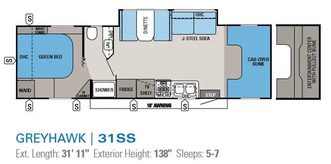 Jayco Greyhawk 31SS floor plan